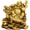 BRASSTAR 11,4 cm (H) Ruyi Buddha sorridente e tartaruga-ricchezza, buona fortuna, statua di Buddha della salute per la decorazione di casa e ufficio PTZY062