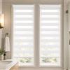 VOUNOT® Set di 2 Tenda a Rullo Doppia Strato Oscurante Giorno e Notte, Catenella Laterale, Bande Trasparenti e Opache, Tenda Interno Zebra Blinds Bianco, 45 x 150 cm