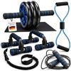 Active Peak Set fitness 7 in 1 AB Wheel, maniglie push-up, corda per saltare, fascia di resistenza, passanti per piedi, allenamento addominale per la casa, attrezzatura sportiva per la casa e la palestra