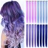 ZHIRXIN 12 pezzi clip colorate in extension per capelli per feste, parrucche sintetiche, accessori per capelli (azzurro, viola chiaro, blu, lavanda)