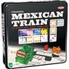 Tactic Mexican Train Domino Game - Domino compatto e portatile per bambini e adulti, 2-8 giocatori, con treni colorati e scatola di latta - Ideale serate di gioco e momenti in compagnia
