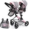 Bayer Design Carrozzina gemellare per bambole Twin Neo con borsa
