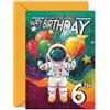 Stuff4 Biglietto di auguri per il 6° compleanno ragazzo - tuta spaziale astronauta - Biglietto di compleanno per bambina di 6 anni, per ragazzi e ragazze, A5