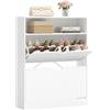 VASAGLE Scarpiera con 2 Scomparto Aperto e Divisori Regolabili, 102 cm | Mobile portascarpe con 2 ante a ribalta, 24 x 80 x 102 cm, 11-16 paia, Bianco Nuvola, CUSTOS Collezione,LBC048W01