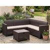 Dmora - Set salotto da esterno Eris, Set da giardino con cuscini, Salottino indoor e outdoor effetto rattan, 100% Made in Italy, Marrone