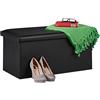 Relaxdays Panca con Contenitore, in Similpelle, Pieghevole, Imbottito, per Corridoio, HxLxP: 37,5x76,5x38,5 cm, Nero