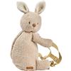 Nattou Zaino in Morbido Tessuto Tipo Peluche, Coniglio, Piccolo Zaino con Cerniera ed Elementi Ludici per i più Piccoli, 100% Poliestere, Peluche, Ecru