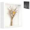Aarcyye Cornice Portafoto 3D, Cornice Profonda 3 cm, 30 x 30 cm, con Lastra Acrilica Trasparente, per Foto, Collage, Bouquet, Bianco