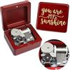 Sinzyo, Carillon musicale con meccanismo in scatola di legno rosso intagliata, stile vintage, regalo per Natale (melodia di You are my sunshine)