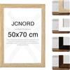 JCNORD Cornice Portafoto in Legno MDF Color Rovere 50x70 cm con Vetro Acrilico Infrangibile | Moderna per Pareti e Tavoli