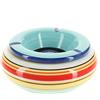 com-four® Posacenere antivento XL in ceramica dolomitica - posacenere resistente con strisce colorate - grande posacenere da tavolo con coperchio (01 pezzo 19,5 cm blu)