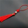SYSUII - 25 pezzi di nappe mini, nappe setose fatte a mano con perline, portachiavi con segnalibro, nappe con piccolo nodo cinese per gioielli fai da te, orecchini, portachiavi - rosso