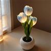Richaa Lampada Richaa Tulipano Blu, 3 Fiori Tulipani Luce Notturna, Lampada da Tavolo Tulipani Fiori per Festa della Mamma, Natale, Compleanno, Ringraziamento, Regalo per Donne, Fidanzata, Nonna