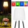 OUSFOT Lampada Solare da Terra Esterno con Supporto per Fiori, RVB e Bianco Caldo, Impermeabile Piantana per Un'illuminazione Sostenibile della Terrazza, Luci Solari da Giardino, Piscine, Cortili
