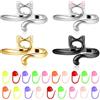 Fenglin-joy Anelli all'Uncinetto Modello Gatto, 4 Pezzi anelli regolabili all'uncinetto anelli con 20 pezzi marcatori punto maglia per gli amanti dell'uncinetto