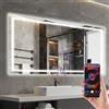 Ratsamee 60x100cm Bluetooth Specchio Bagno con Luce, 3 Colori Dimmerabili, Antiappannamento, Memoria, Touch Control, Montaggio a Parete - Specchio Trucco con Illuminazione