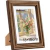 Feihorrm Cornice portafoto in legno massiccio di noce, con vetro temperato, per foto da 13 x 18 cm, senza passepartout o 9 x 14 cm, con passepartout (marrone scuro, 13 x 18 cm)