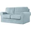 SYLC Ektorp Copridivani Con Cuscini E Schienale Separati, Velluto Elasticizzato Copridivano 1/2/3/4 Posti Con Braccioli, Copri Divano Antiscivolo (Light blue,2 Seat Set 5 PCS)