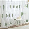 MIULEE Tende per Interni Moderne 2 Pezzi 140x145 CM, Voile Tenda Finestra Interno Salotto, Tenda Trasparente con Ricami a Foglie Bianche e Verde, Fantasia Tende Camera da Letto Soggiorno Occhielli