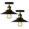 YSGUYILT Lampada da Soffitto Vintage Ombrello Plafoniera Metallica 2 pezzi, Stile Industriale, E27 Senza Lampadina, Diametro 22 cm, Nero