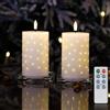 Rhytsing 2 Cera Candele a LED Bianche con Luci Scintillanti in Fibra Ottica, Candele Decorative a Batteria per Centrotavola di Natale e Avvento, Batterie e Telecomando Inclusi -7,5 x 7,5 x 12,5 cm