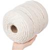Idrese Filato macramè, 4 mm x 300 m, filo di cotone naturale, 100% cotone, per fai da te come macramè, arazzo da parete