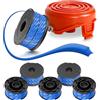cimsfcor Bobina tagliabordi per Black and Decker A6441 con tappi A6442-XJ, compatibile con GL315, GL337, GL350, GL650, GL651, GL652, GL653, GL655, GL656, GL660, GL670, GL680, GL5530 Bobina x 6 + 1 tappi