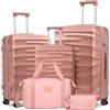 Sea choice Set di valigie 5 pezzi Bagaglio a Mano Ultra Leggero ABS Set Valige Trolley contiene 1 astuccio per cosmetici e 1 borsa portatile con 4 ruote e serratura TSA