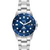 Fossil Orologio subacqueo blu da uomo, movimento al quarzo con data a tre lancette e cinturino in acciaio inossidabile o in pelle, 42 mm, Tono argento e blu