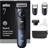 Braun Barttrimmer Serie 7 + 6 accessori, lama ProBlade affilata a vita, fino a 120 minuti di durata della batteria, 40 impostazioni di lunghezza, impermeabile, ruota di precisione e tasto di blocco,