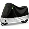 Henjunu Telo coprimoto, telone moto, coprimoto impermeabile | resistente all'inverno, copertura per scooter ciclomotore, telone per scooter moto (245 cm x 105 cm) (nero argento)