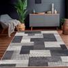 Calinline Tappeto moderno geometrico patchwork per interni e soggiorno, antracite, 200x230 cm, grandi tappeti, collezione Rockwood, decorazione per camera da letto, grigio, morbido, pelo corto