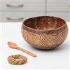 cocovibes Ciotola di cocco - Ciotola per cereali, frullati di cocco con anello anti-ribaltamento e cucchiaio in legno, per dessert e Buddha sostenibile (SAMOA-1)