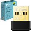 TP-Link AC1300 Nano Wireless MU-MIMO USB 2.0 adattatore, dual-band, design miniatura, supporta Windows 10/8.1/8/7, Mac OS 10.15 e versioni precedenti, WPA3 altamente sicuro, facile installazione