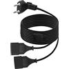 LANMINGLEL Spina europeo di tipo C su doppia presa tipo C, cavo di prolunga 2 in 1, spina 0,75 mm², max. 2,5 A/250 V per TV computer monitor (2 m)