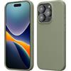 kwmobile Cover per Apple iPhone 15 Pro Custodia - Back Case Antiurto Bordo Rialzato - in Silicone TPU Flessibile - verde grigio