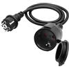 LANMINGLEL Prolunga esterna con spina Schuko, cavo di prolunga AC Schuko, cavo di alimentazione, prolunga per presa, nero, 3 x 1,5 mm², 16 A, 250 V, IP44, per casa, ufficio, esterno