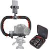 Zeadio Stabilizzatore per smartphone a telecamera, impugnatura pieghevole a presa a mano con supporto video portatile con custodia, adatto a tutte le fotocamere,e tutti gli smartphone iPhone e Android