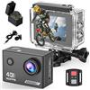 Yolansin 4K 30fps Action Cam, 131ft/40m Impermeabile Fotocamera Subacquea EIS, WiFi Camera 170°Angle Sport Cam, HD 20MP Videocamera con 2.4G Telecomando 2 Batterie e kit di Accessori Casco