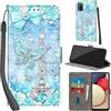 Haninsuze Cover per Samsung Galaxy A02s, Torre | Pelle PU Portafoglio, Porta Carte, Magnetica, Libro, Antiurto Custodia
