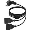 LANMINGLEL Spina europea di tipo C su doppia presa tipo C, cavo di prolunga europeo 2 in 1, spina europea 0,75 mm², max. 2,5 A/250 V per TV computer monitor