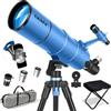 UncleHu Telescopio 90/550mm per Adulti&Bambini Principianti con Sgabello | Ottica FMC, 22-165×, Telescopio Astronomico con Treppiede, Adattatore per Smartphone&Borsa, per Osservazione Terrestre&Lunare