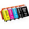CLYWENSS Compatibili 202XL 202 XL Cartucce d'inchiostro Multipack per Epson Expression Premium XP-6100 XP-6105 XP-6000 XP-6005 XP-6001 XP6100 XP6105 XP6000 XP6005 XP6001 Stampante 5-Pezzi (BK PBK CMY)
