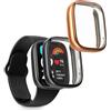 kwmobile Set 2x Custodia Smartwatch Compatibile con Xiaomi Redmi Watch 3 Active Cover - Case Silicone Protezione Orologio Fitness nero/oro rosa