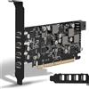 FARBOKO Scheda PCIe USB 3.2 Gen 2 (Power Delivery), 4 Porte Type-C (2 * 45W+ 2 * 30W) Scheda PCI Express USB da 10 Gbps con ricarica rapida per PC Desktop