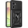 HONLEN Custodia Adatta per HONOR 90 Lite 5G (6.7 Inches), Cover per PC Armor Anello kickstand con Base Magnetica - Nero