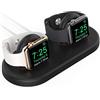 AHASTYLE Stazione di Ricarica per 2 Apple Watch【caricatore Non Incluso】Supporto per Apple Watch Series 8 SE 7 6 5 4 3 2 1 (45 44 42 41 40 38 mm), Supporta La Modalità Night Stand (Nero)