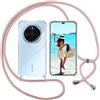 ISOI Cover con Cordino per Honor Magic 7 Pro/Honor Magic7 Pro, Custodia Trasparente con Collana Tracolla Laccio Collo Ultra Sottile Morbido TPU Silicone Antiurto AntiGraffio Antiscivolo Case, Rosa