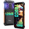 FOSSiBOT F110L-10000mAh Android 15 Rugged smartphone, 128 dB Altoparlante Telefono indistruttibile, 12GB+128GB/2TB telefono da lavoro, Display grande da 6,745, 50MP Fotocamera AI Dual 4G SIM/IP68/69K