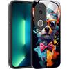 YUXING Cover per Vivo V50 Lite 5G/4G - Abstact Art Geometry Pattern Antigraffio Vetro Back Cover, Custodia Antiurto Antiscivolo Sottile (Dog)